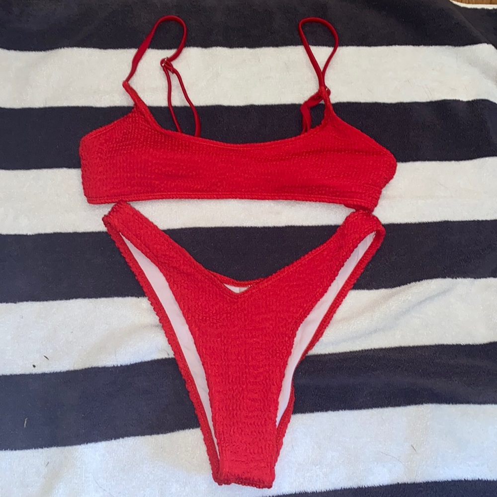 Bright Red texture bikini